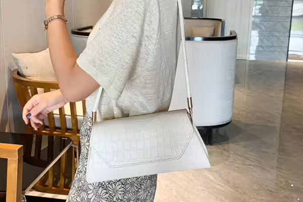 法式梯型鱷魚紋素色