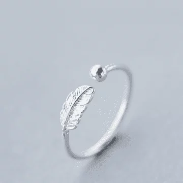 925銀飾&times;小羽毛&times;開口戒指