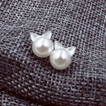 925銀針&times;小貓珍珠&times;耳針