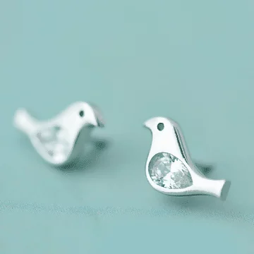 925銀針×晶鑽鳥兒×耳針