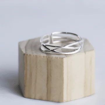 925銀飾×鏤空編織×開口戒指