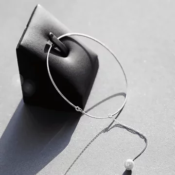 925銀飾×垂線珍珠細環×開口手環