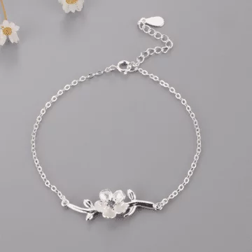 925銀飾×紫櫻枝芽×手鍊