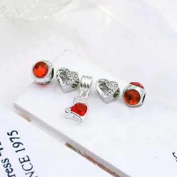 亮紅水晶珠愛心×五套件活動串珠