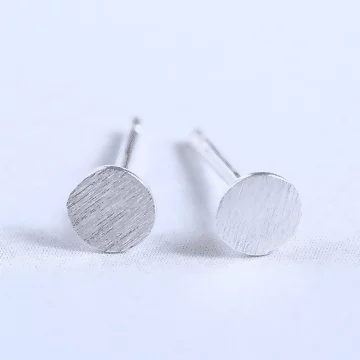 925銀針&times;拉絲幾何圓形&times;耳針