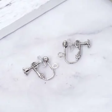 波頭活動小圓孔×螺旋耳夾二套件×白金色