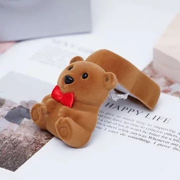 可愛小熊×適用戒指/小耳釘×絨布盒