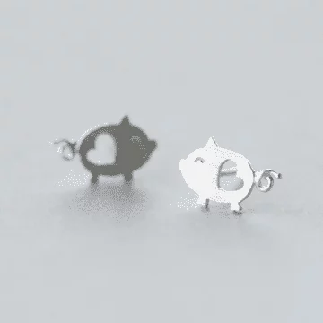 925銀針×愛心小豬×耳針