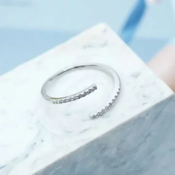925銀飾×雙線晶鑽×開口戒指