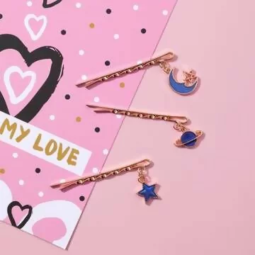 夢幻星辰彎月×三套件髮夾組