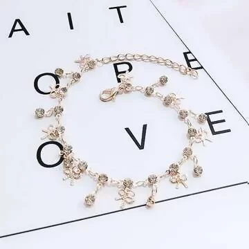 蝴蝶結閃鑽流蘇裙&times;腳鍊