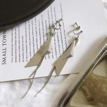 金屬雙層三角片×螺旋耳夾