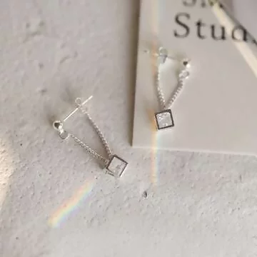 925銀針&times;垂墜魔方&times;後掛式耳針