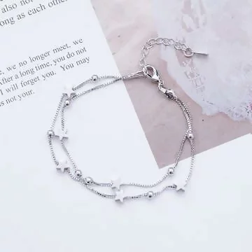 925銀飾&times;星星圓珠雙層&times;手鍊