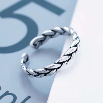 925銀飾&times;麻花辮&times;開口戒指