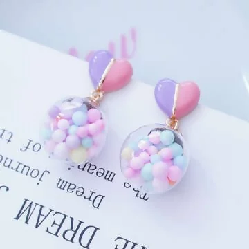 繽樂愛心糖果圓珠&times;吊墜耳環