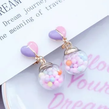 繽樂愛心糖果圓珠×三角耳夾