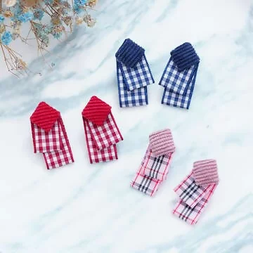 絨毛菱格布藝&times;吊墜耳環&times;共三色