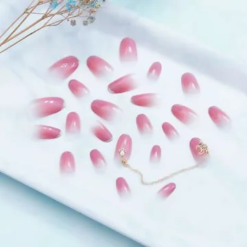 粉櫻花瓣吊墜亮面&times;穿戴式手指甲片&times;二十四入