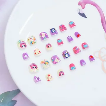 兒童×卡通插畫亮面×穿戴式手指甲片×二十四入