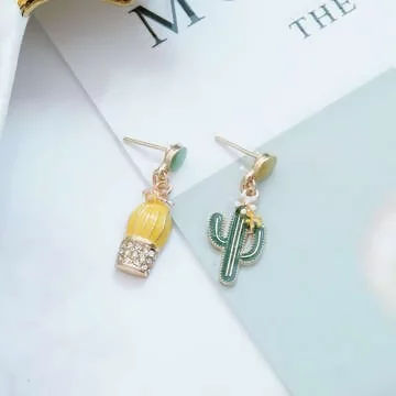 多肉仙人掌×不對稱吊墜耳環