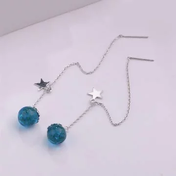 925銀針&times;星空藍砂晶石&times;吊墜耳線
