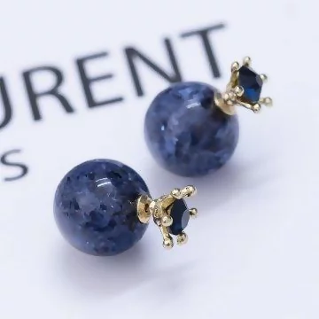 藍裂冰晶皇冠&times;後掛式耳環