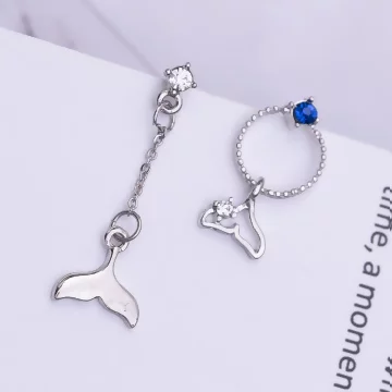 藍晶人魚擺尾&times;不對稱吊墜耳環