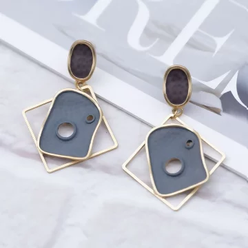 抽象藝術不規則菱形×吊墜耳環