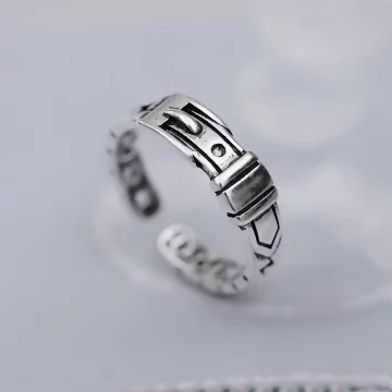 925銀飾×舊皮帶扣鍊×開口戒指