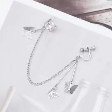 長桿蝴蝶飛&times;單邊耳骨螺旋耳夾