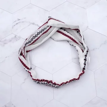 白底條紋雪紡紗×口罩防勒髮帶