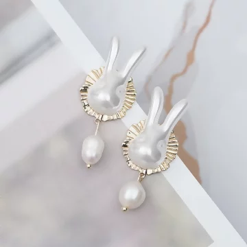 巴洛克珍珠小白兔×耳環
