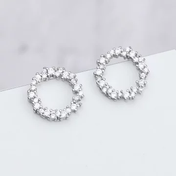 925銀針&times;圓圈晶鑽&times;吊墜耳環