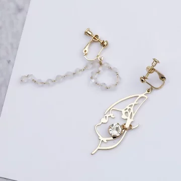 女神側臉透明串珠&times;不對稱螺旋耳夾