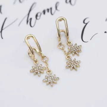 勾耳垂墜小雪花×吊墜耳環