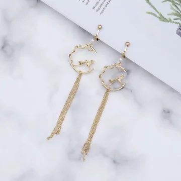 藤繞樹枝小鳥兒&times;螺旋耳夾