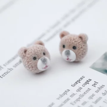 絨布小熊熊&times;吊墜耳環