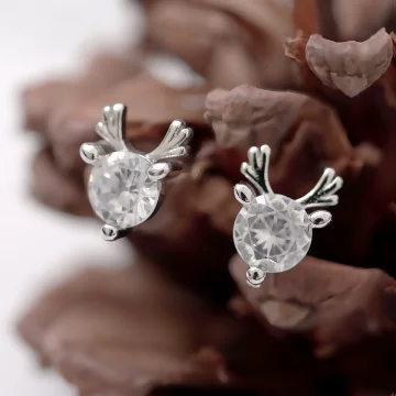 925銀針&times;晶鑽小麋鹿&times;耳針