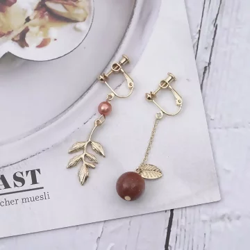 金沙石樹葉×不對稱螺旋耳夾