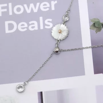 925銀飾&times;小白雛菊&times;抽拉鎖骨項鍊