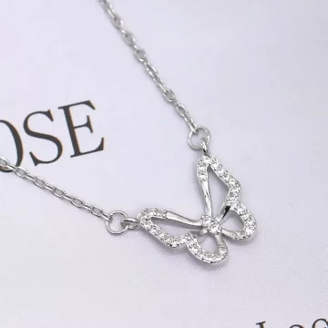 925銀飾&times;晶鑽飛蝶&times;鎖骨項鍊