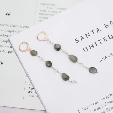 髮絲晶造型垂珠×吊墜耳扣