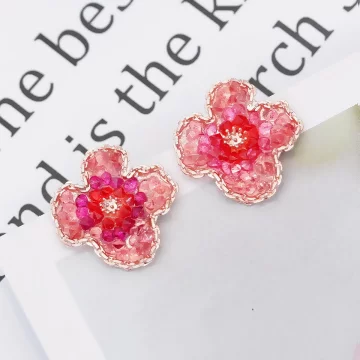 粉紫晶漸變色小花&times;耳環