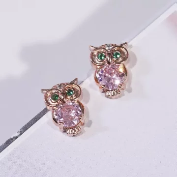 玫瑰金鑽貓頭鷹&times;吊墜耳環