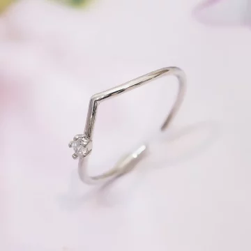 925銀飾&times;大V點鑽&times;開口戒指