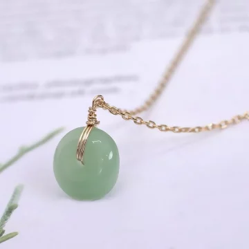 綠古典簡約平安扣×抽拉鎖骨項鍊