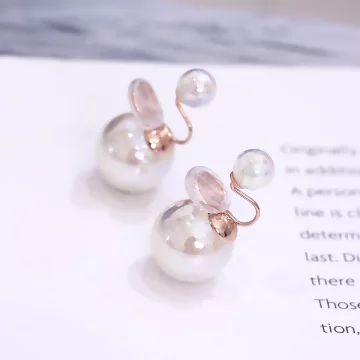 雙面人魚珍珠&times;蚊香盤U型耳夾