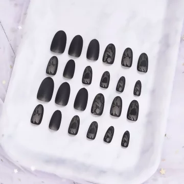 黑玫瑰蕾絲霧面&times;穿戴式手指甲片&times;二十四入