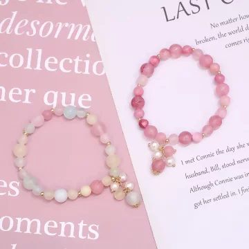 少女風垂墜珍珠流蘇&times;固定式串珠手鍊&times;共二色